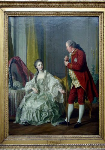 Louis-Michel VAN LOO. Toulon, 1707 - Paris 1771. Portrait du Marquis et sa femme. 1769. Frère cadet de la marquise de Pompadour, Marigny (1721-1781) fut le directeur des Bâtiments de Louis XV et 1751 à 1773. Il est représenté avec sa jeune épouse de dix-huit ans, née Julie Filleul (1751-1882), deux années après leur mariage.