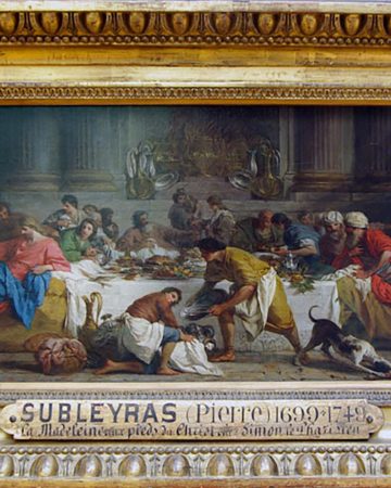 Pierre SUBLEYRAS - Le repas chez Simon - 1737, Tableau comandé par les chanoines du Latran pour leur couvent d'Asti.