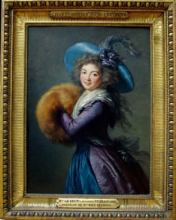 Elisabeth-Louise VIGEE-LE-BRUN. Paris, 1755 - Paris, 1842. Madame Molé-Raymond, 1786. Cette image d'une actrice de la Comédie italienne ilustre la virtuosité de l'artiste dans le rendu des matières (les étoffes, le manchon). Ses portraits élégants furent prisés par la haute société européenne et la désignèrent en 1779 comme peintre de Marie-Antoinette.