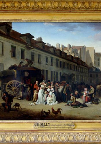 Louis-Léopild BOILLY. La Bassée (Nord), 1761 - Paris, 1845. L'arrivé d'une diligence dans la cours des Messageries, 1803.