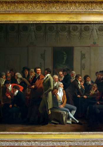 Luis-Léopold BOILLY. La Bassée (Nord), 1761 - Paris, 1845. Réunion d'artistes dans l'atelier d'Isabey, Salon 1798.